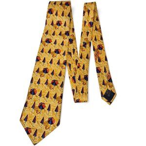 Ermenegildo Zegna 100% Silk Tie Men's Beach Umbrella Graphic Office Business